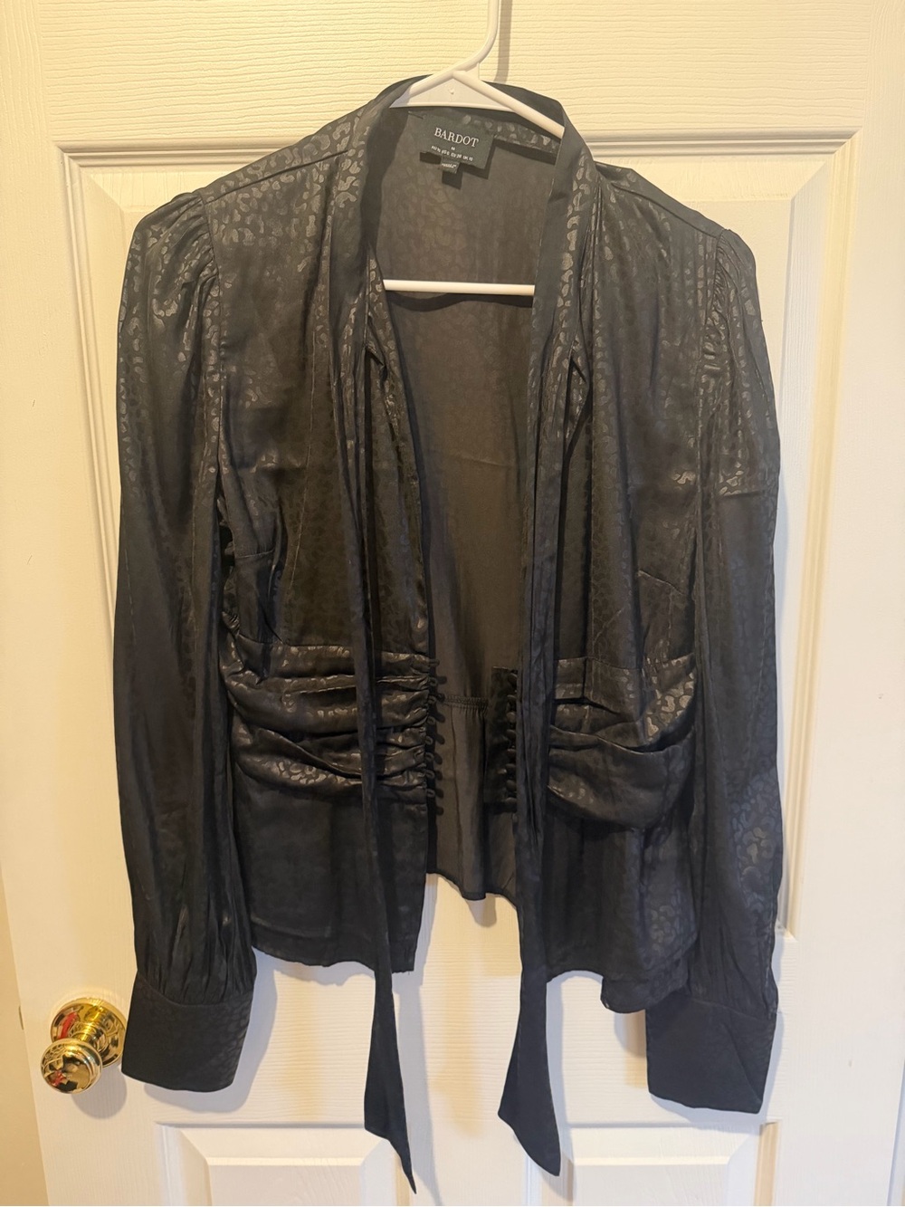 Bardot Black Satin Tie-Front Blazer